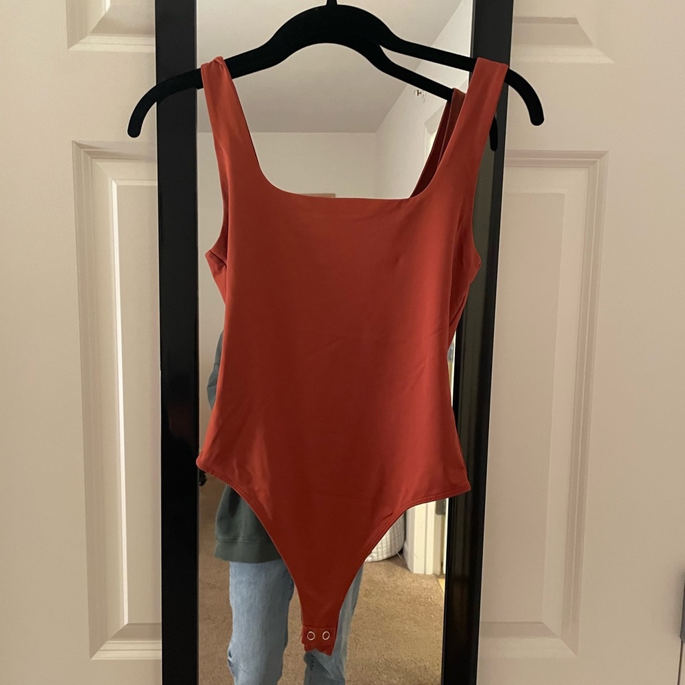 Burnt Orange Square Neck Bodysuit